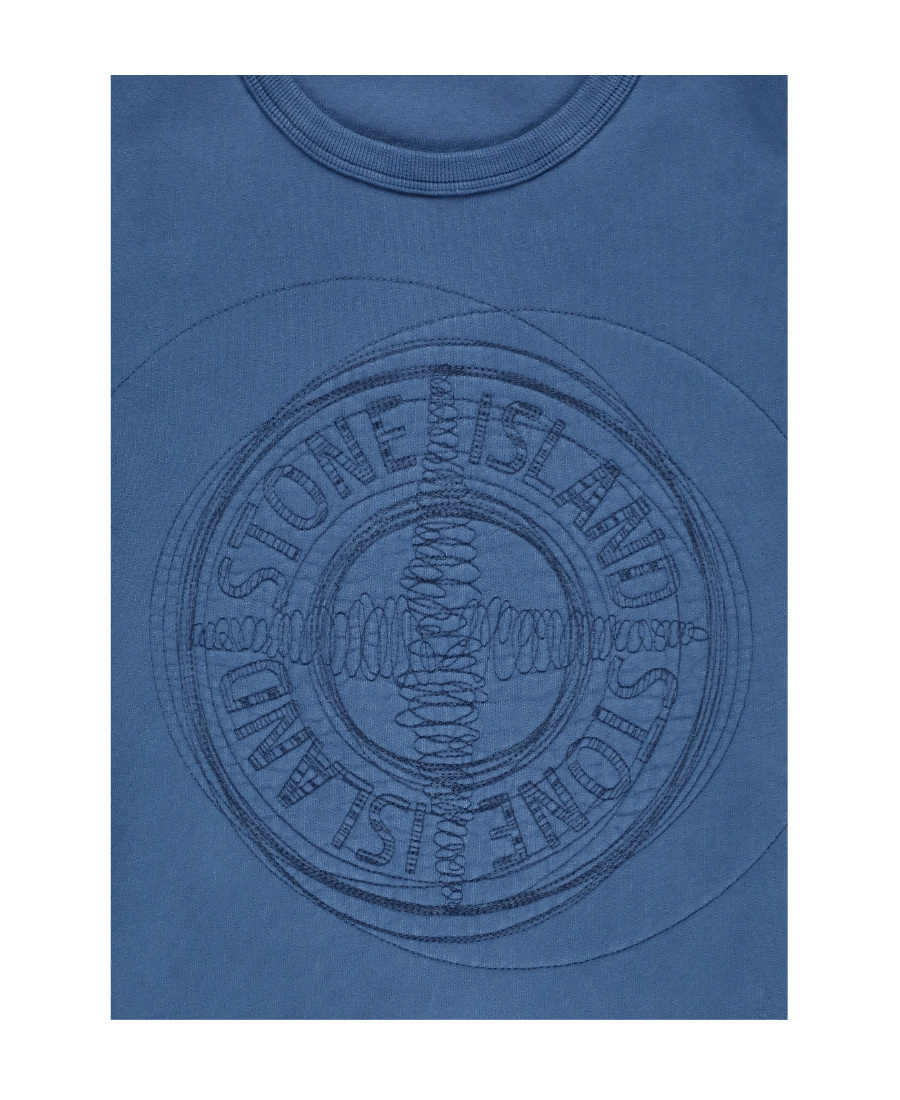 Stone Island Round Collar Long Sleeve Sweater In Blue