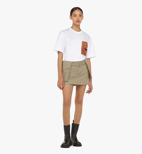 Mcm Interwoven Lettered Pocket T-shirt In White