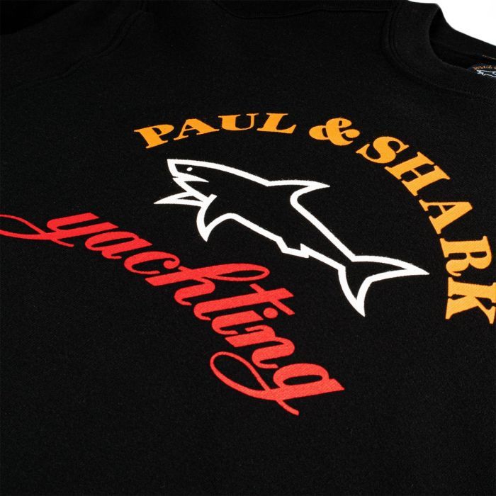 Shop Paul & Shark Logo-print Cotton Sweatshirt In Black