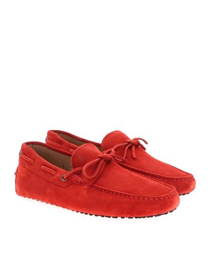 Tod's Gommino Suede Driver Loafers In Red