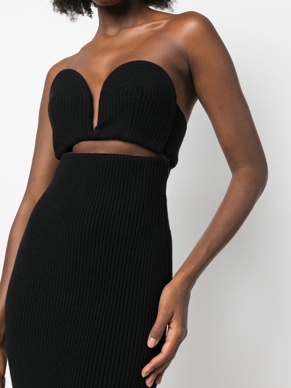 ALAÏA STRAPLESS CUT-OUT KNITTED DRESS