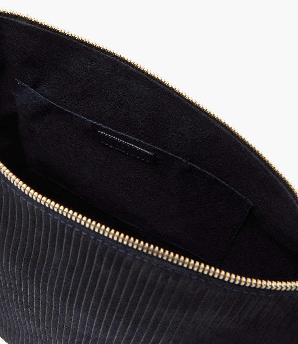 Apc Square Shoulder Bag In Dark Navy Blue Corduroy Suede And Smooth Leather.