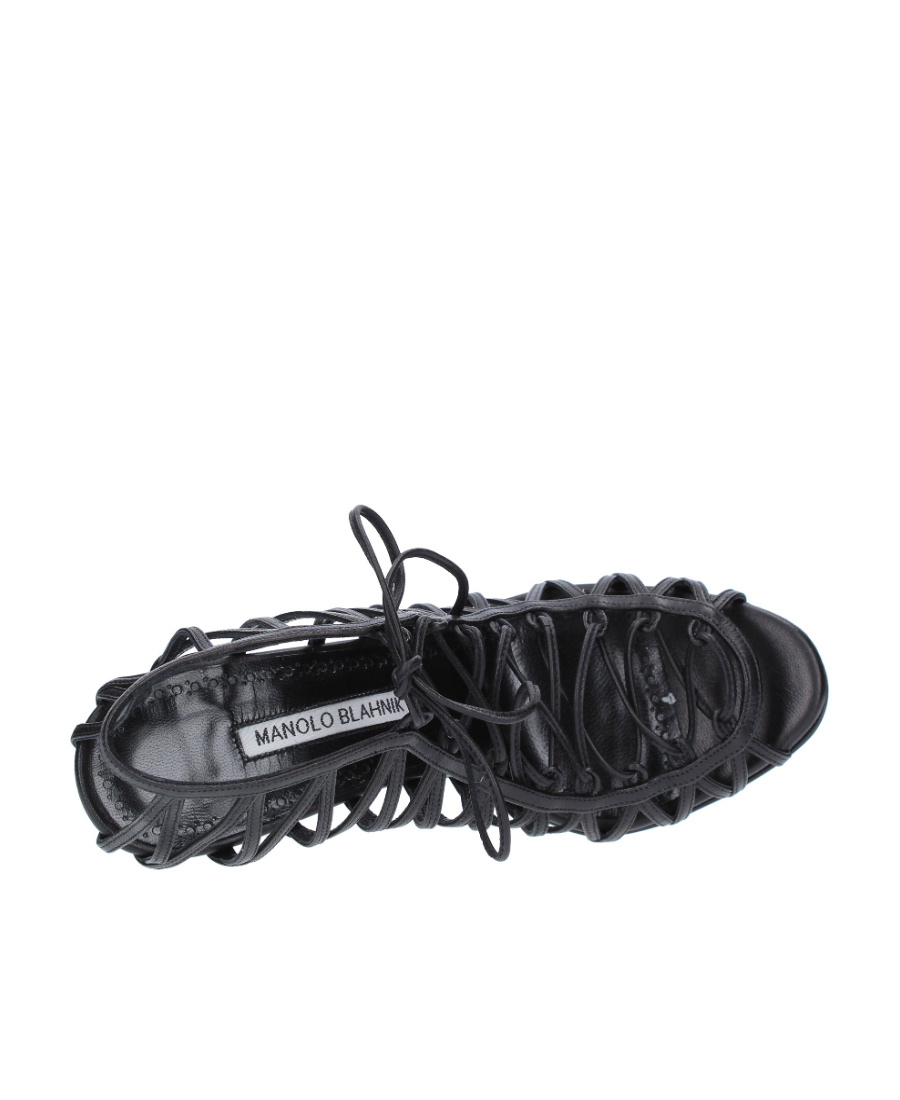 Manolo Blahnik Hollow-out High-heeled Sandals In Black