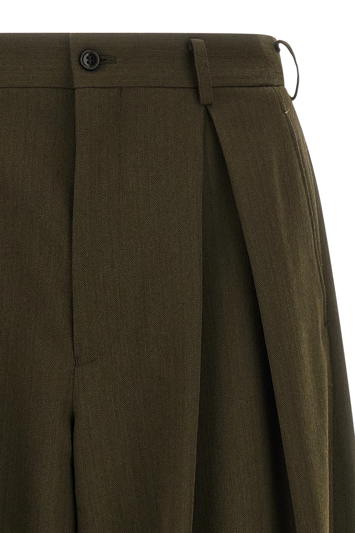 Comme Des Garçons Wool Trousers With Pleats And Side Pockets In Green