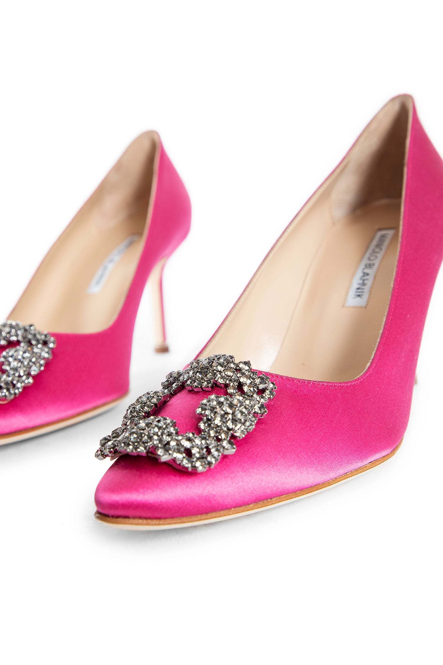 Manolo Blahnik 105mm Hangisi Satin Pumps In Pink