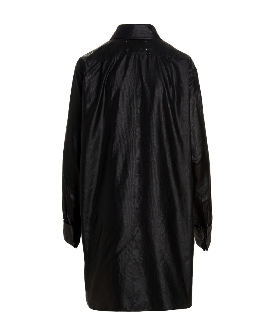 Maison Margiela Longline Faux-leather Shirt In Black