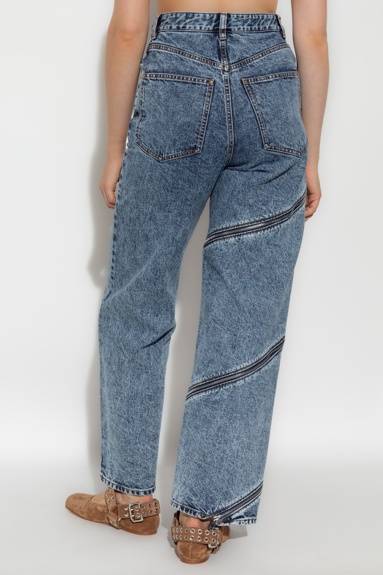 Alaïa Jeans With Belt Loops In Blue