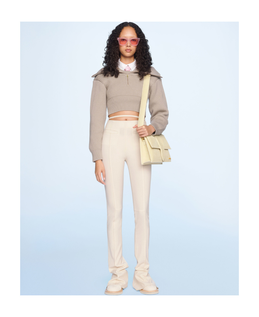 Jacquemus High-waisted Flared Trousers In Nude