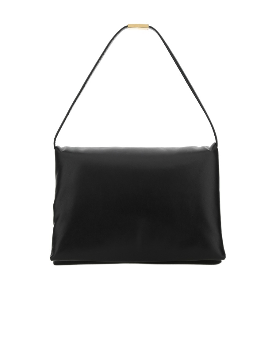 Marni Large Black Calsfkin Prisma Bag In Black
