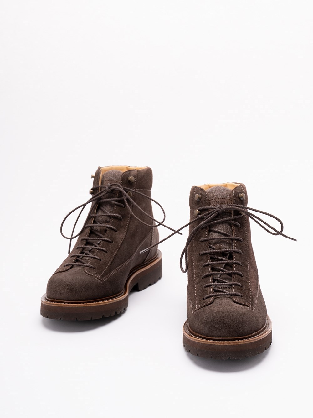 Brunello Cucinelli Brown Suede Boots With Lace-up Fastening In Brown