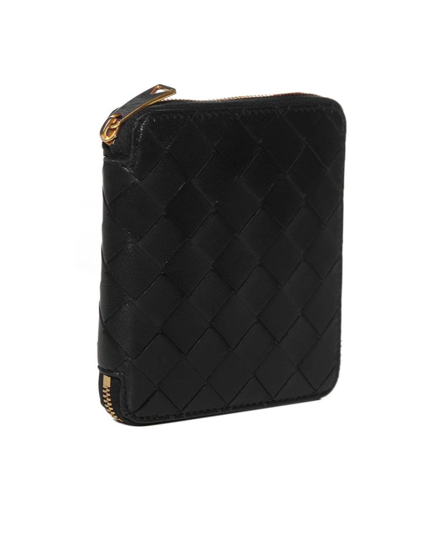 Bottega Veneta Intrecciato Leather Purse In Black