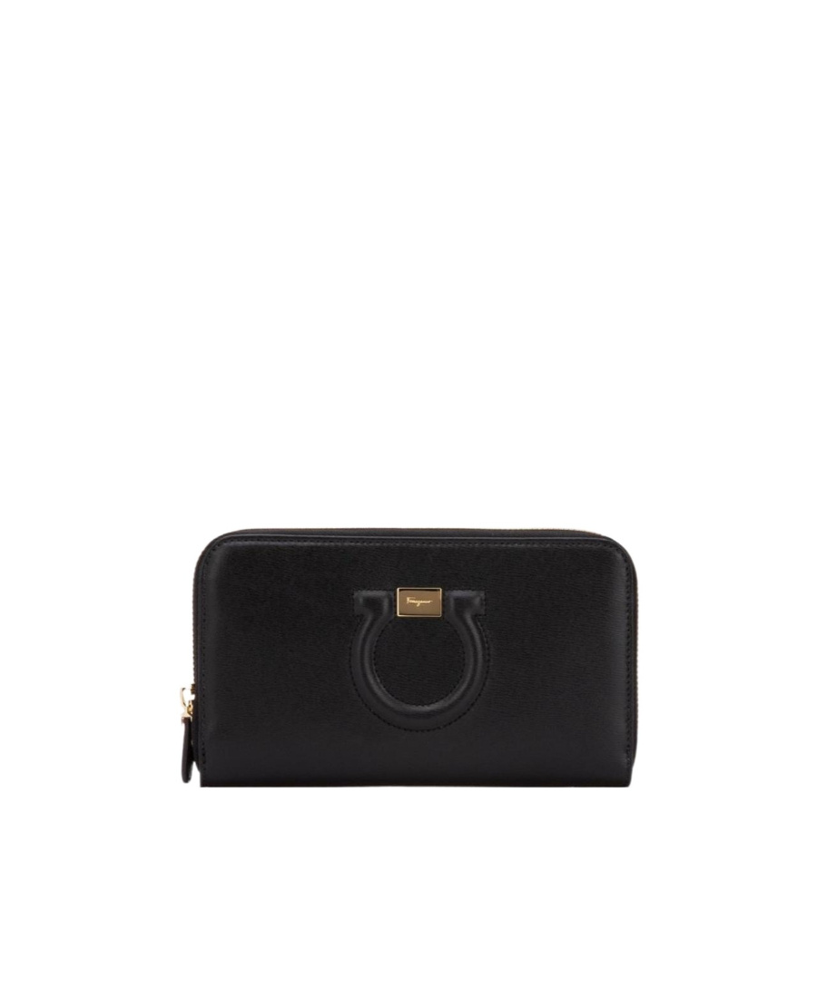Ferragamo Gancio Continental Wallet In Black