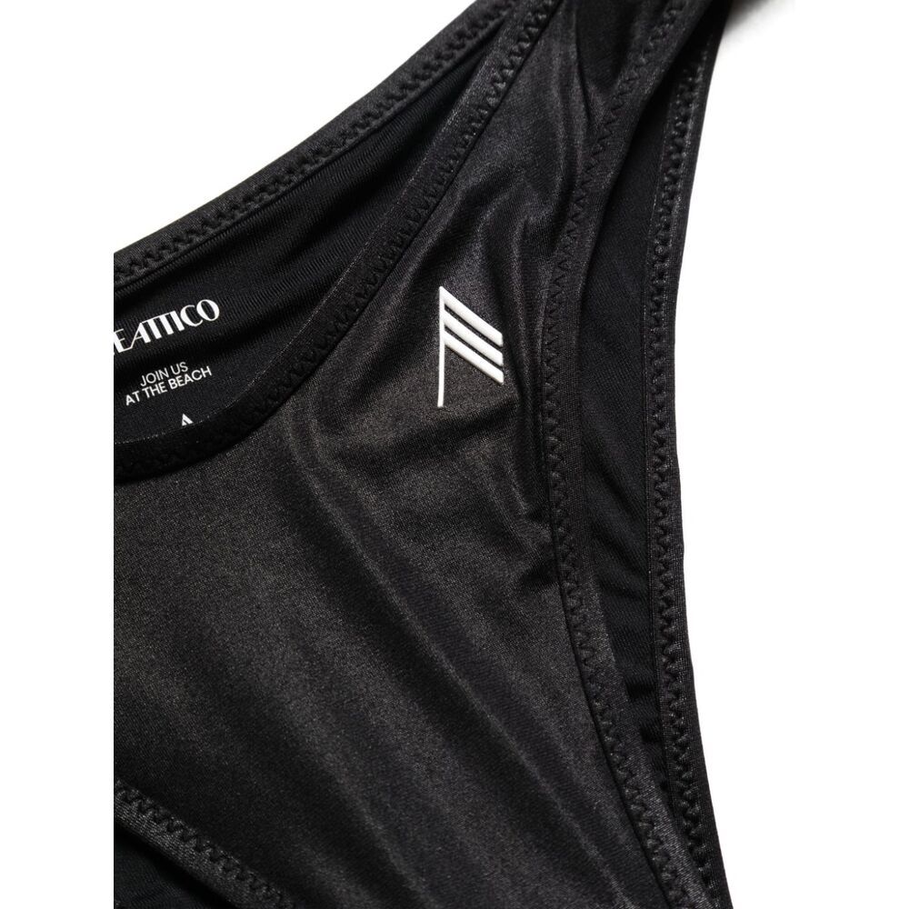 Shop Attico Rubberised-logo Bikini In Black
