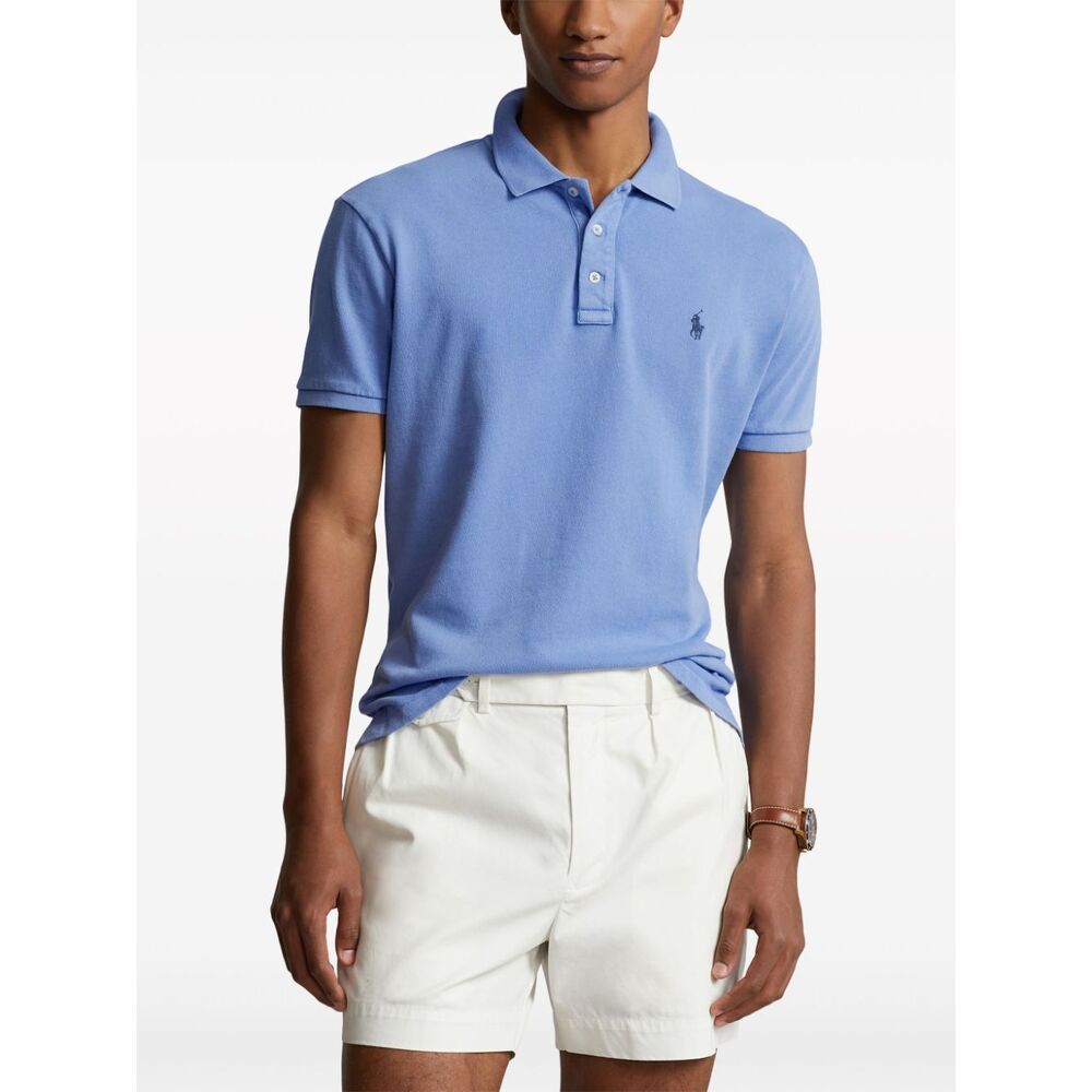 Polo Ralph Lauren Polo Pony-embroidered Cotton Polo Shirt In Blue