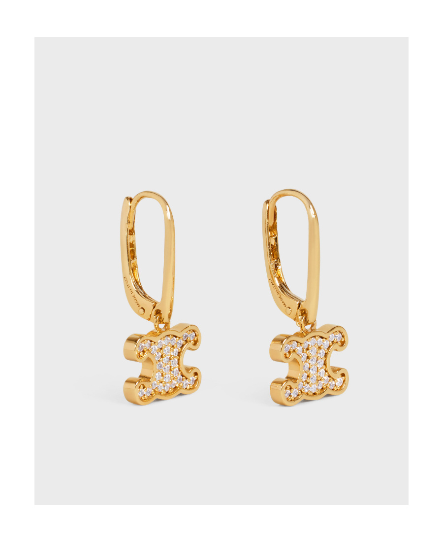 Celine Women Rhinestone Earrings In Yellow