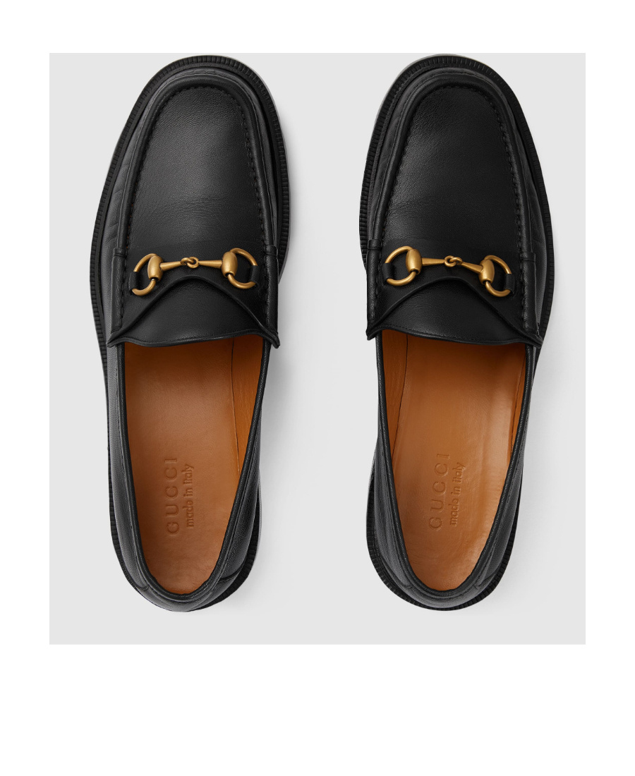 Gucci Horsebit Almond-toe Loafers In Black