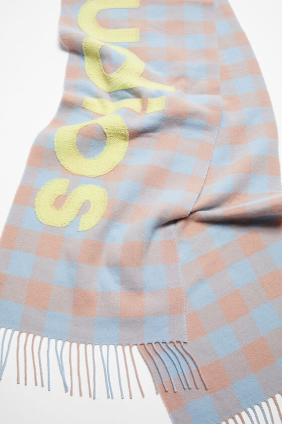 Acne Studios Logo-patch Checked Wool Scarf In White