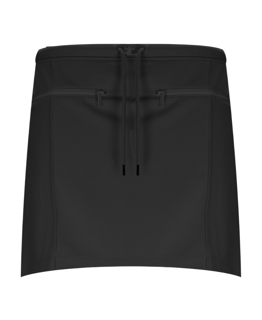 Courrèges Logo-patch Drawstring-waist Miniskirt In Black