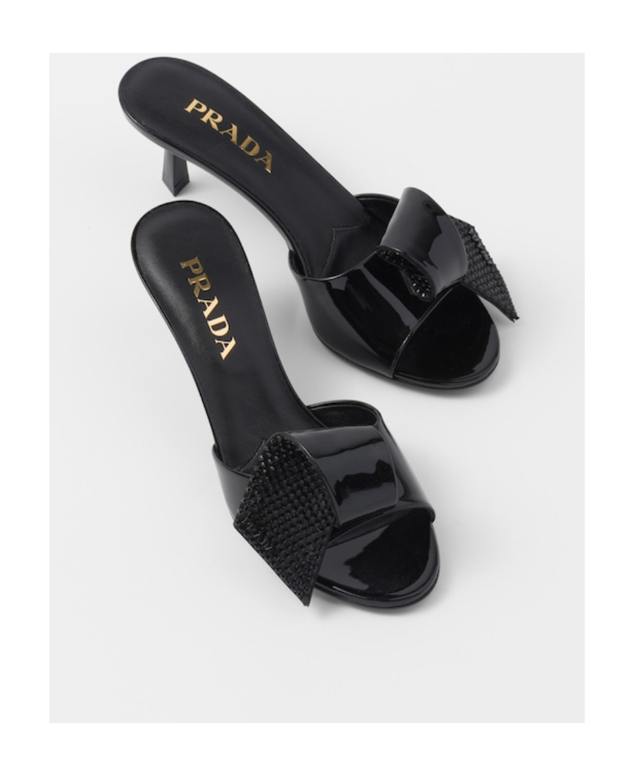 Prada Bow Sandals In Black
