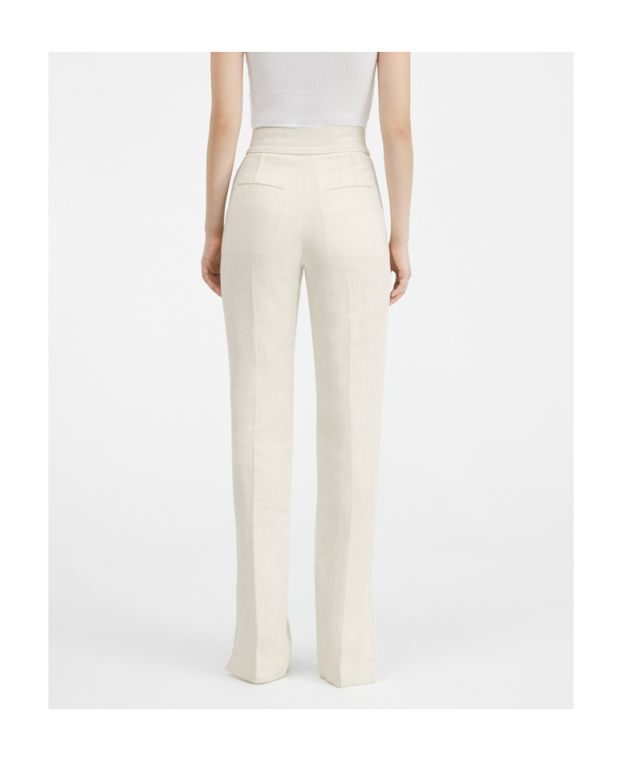 Jacquemus Side Split Straigh-leg Pants In White