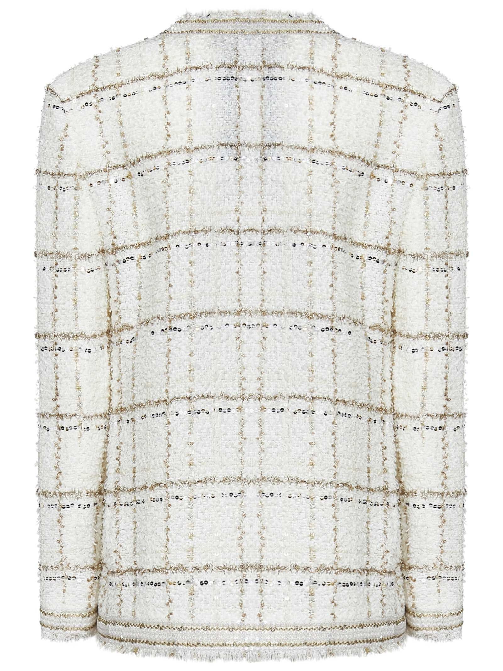 Giambattista Valli Check-pattern Tweed Jacket In White