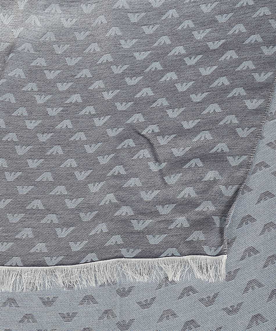 Emporio Armani Logo Monogram Jacquard Scarf In Gray