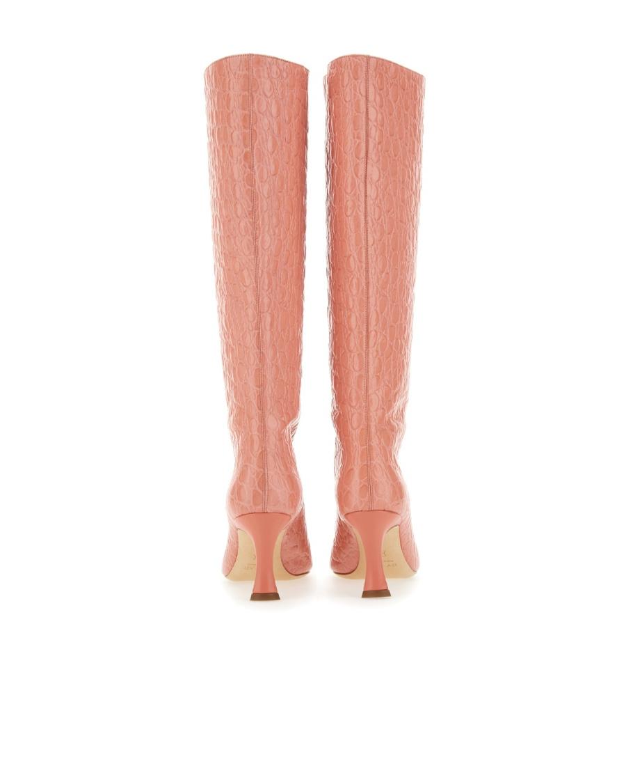 By Far Crocodile-effect Pointed-toe Boots In Pink