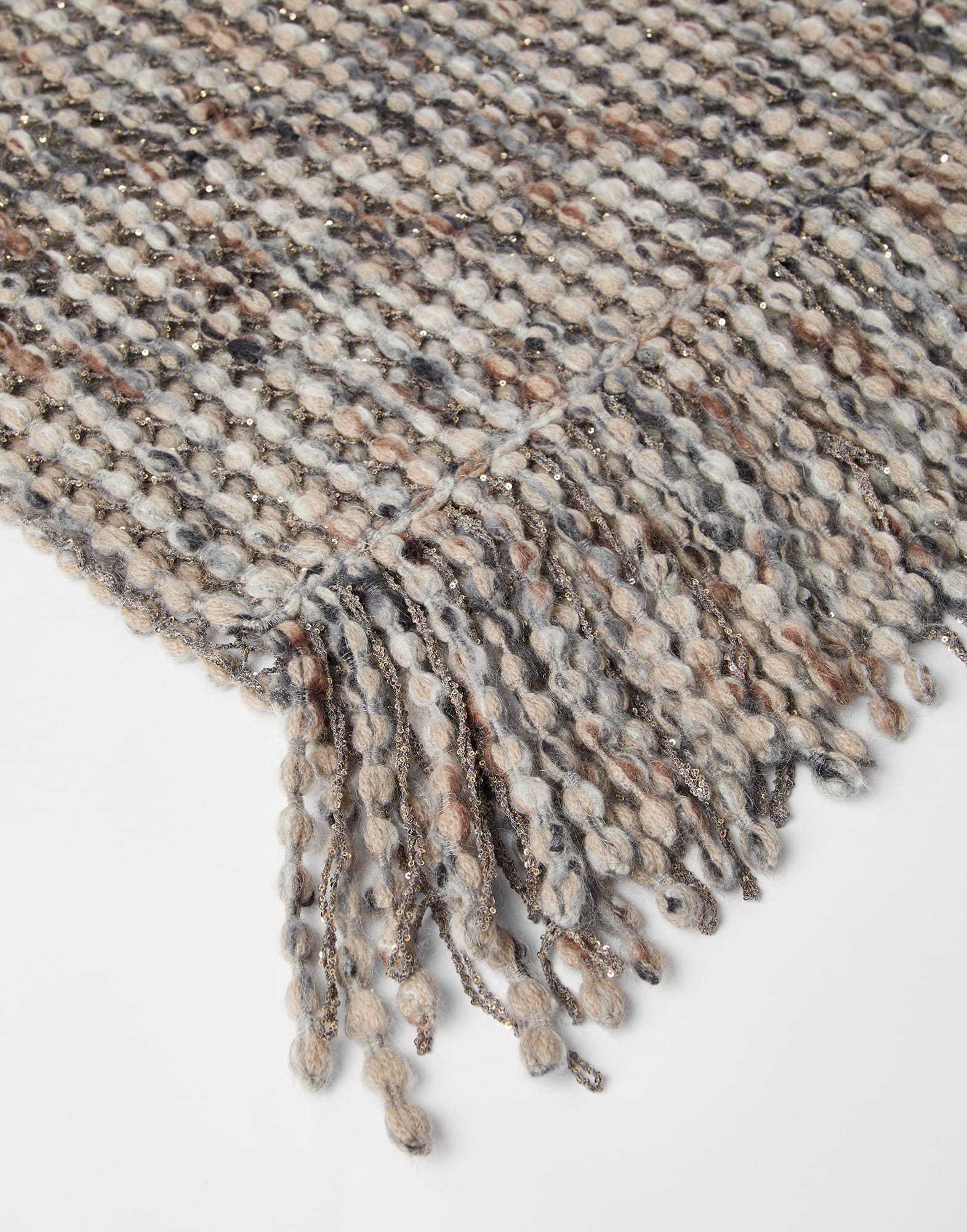 Brunello Cucinelli Metallic-detail Bobble Scarf In Gray