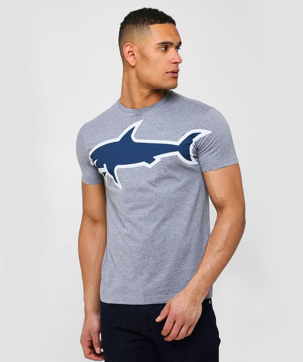 Paul & Shark Round-necked Logo T-shirt In Gray