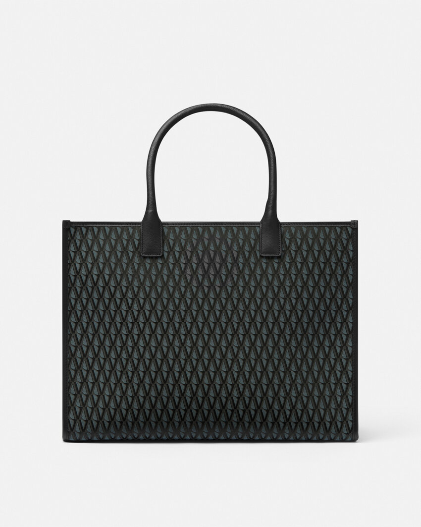 Versace Large La Medusa Tote Bag With V Print In Black