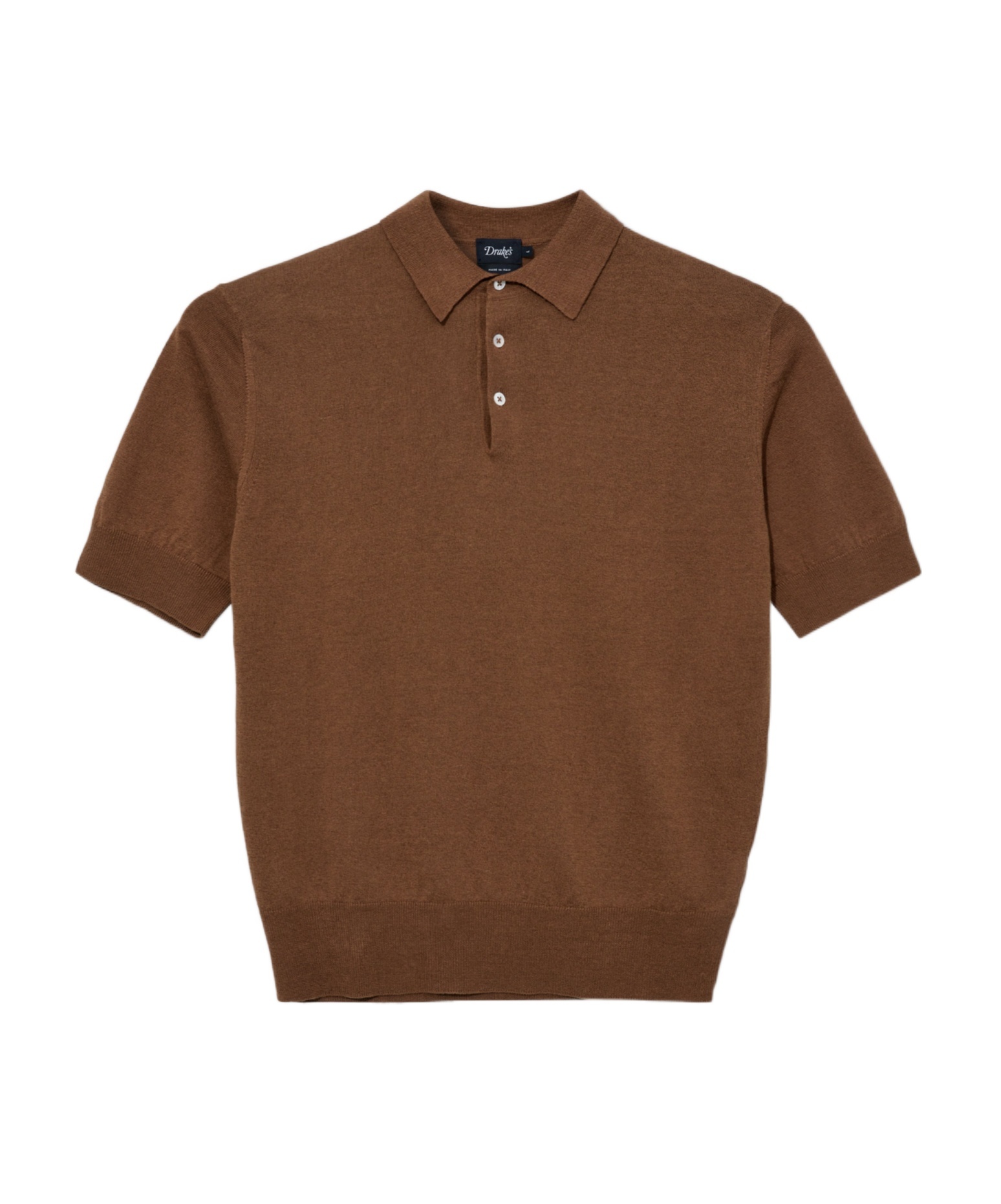 Drake's London Short Sleeve Polo Shirt In Brown