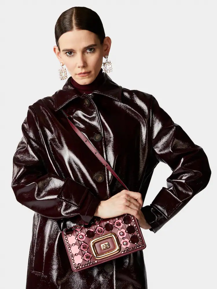 Roger Vivier Viv' Choc Disco Lock Mini Shoulder Bag In Red