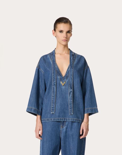 Shop Valentino Blue Medio Denim Kaftan