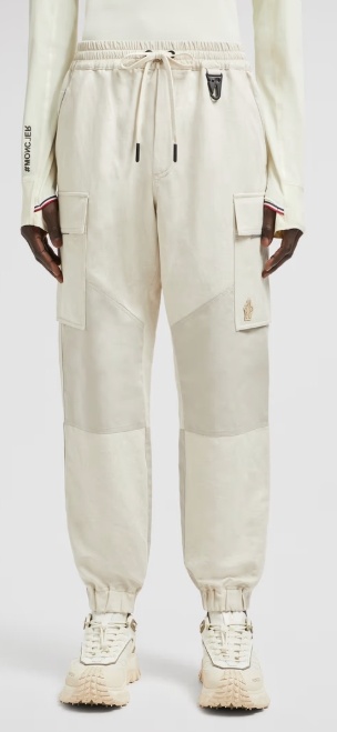 Moncler Grenoble White Cotton Clothing Trousers In Gray