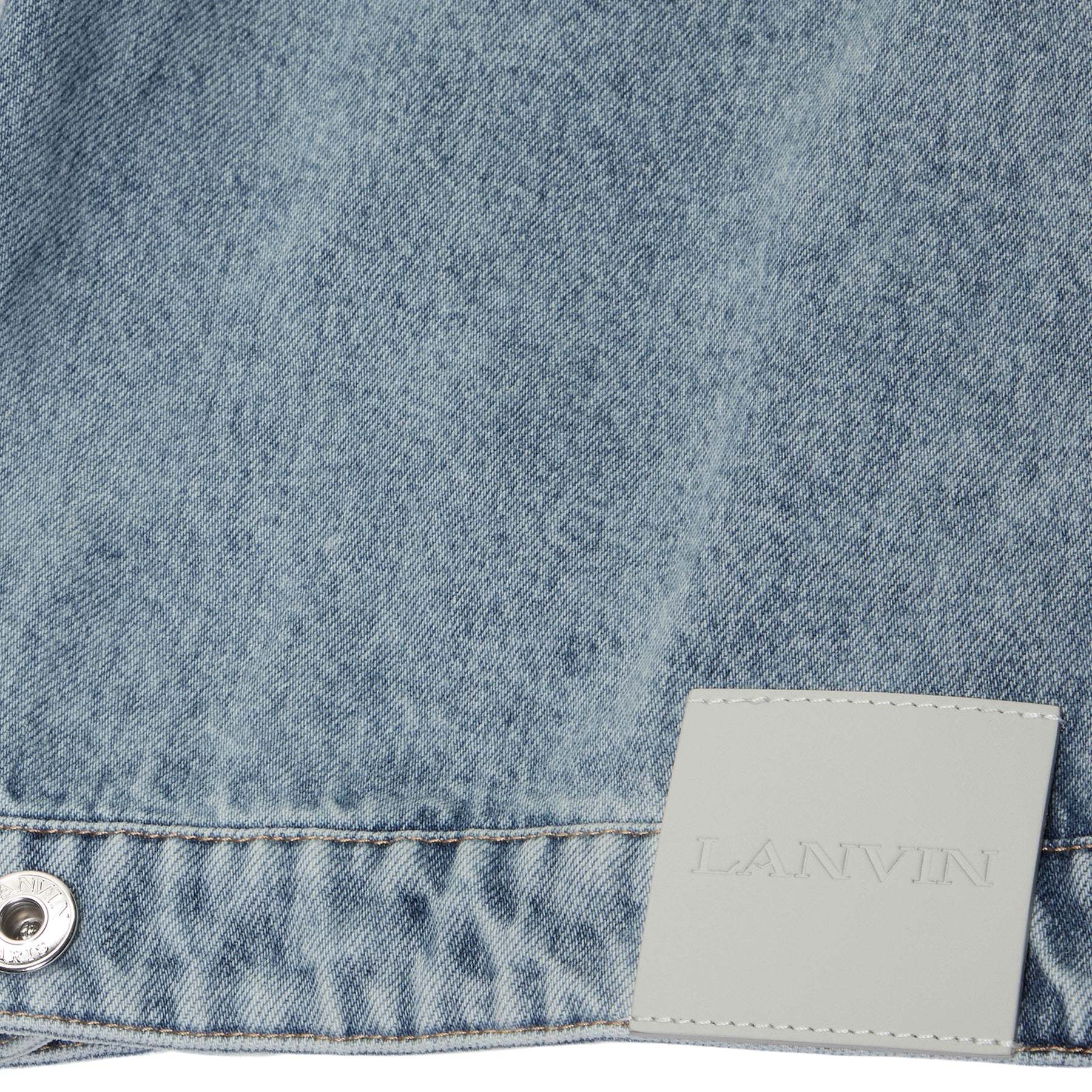 Lanvin Denim Cropped Jacket Patch Pocket In Gray