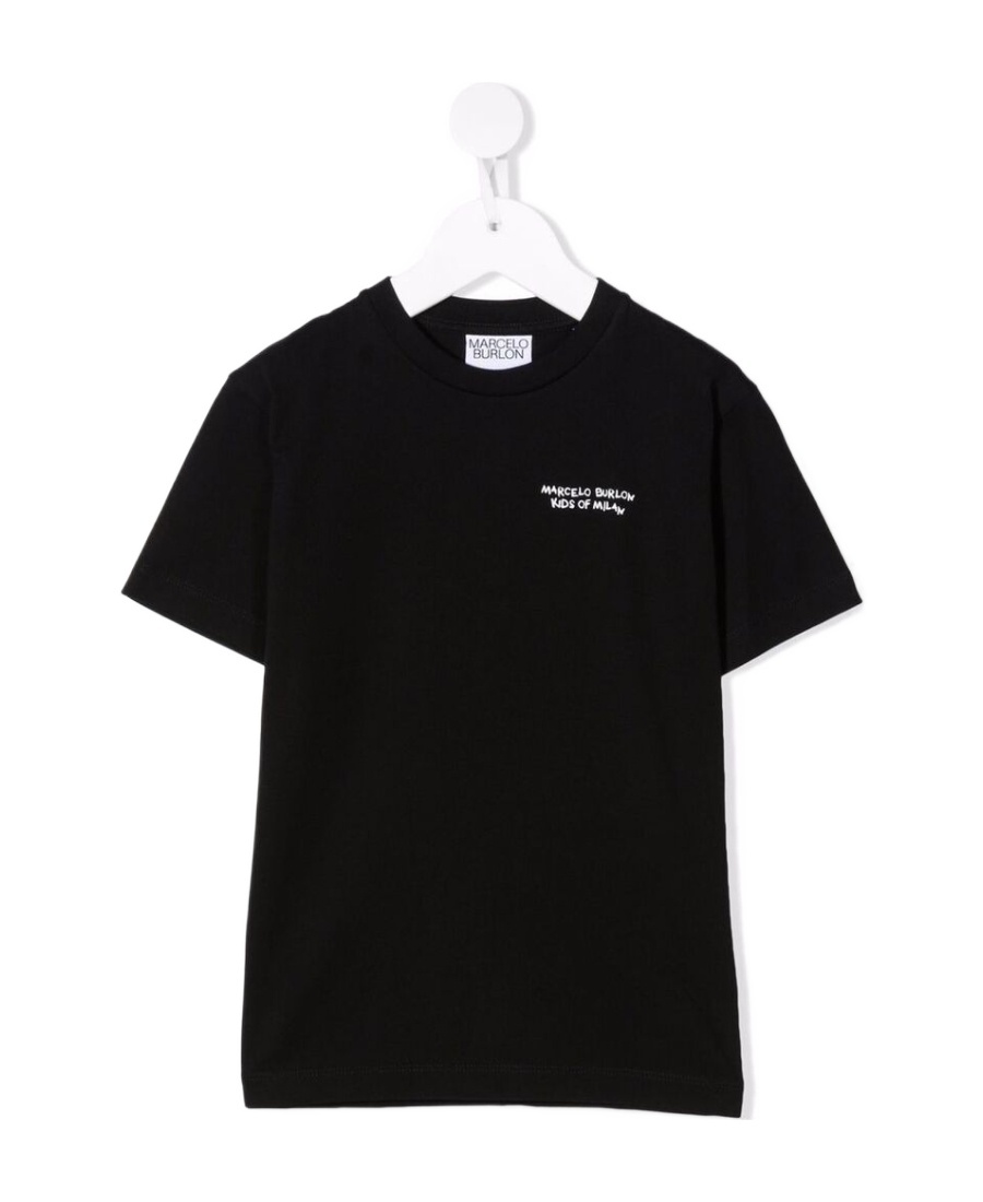Marcelo Burlon County Of Milan Basic Logo T-shirt S/s Black White In Black