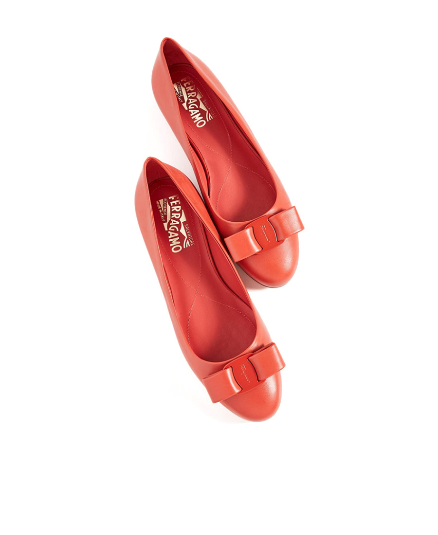 Ferragamo Woman Ballet Flats Red Size 8 Calfskin In Orange