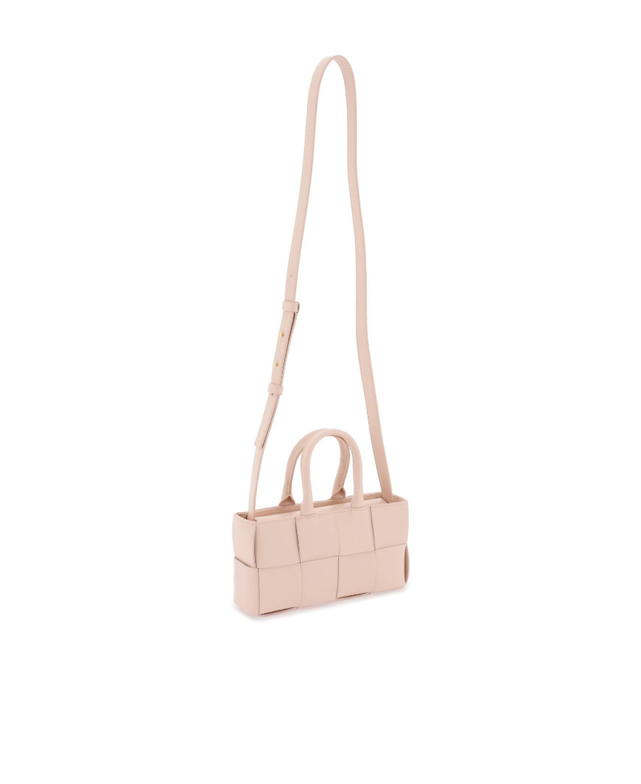 Bottega Veneta Mini East-west Arco Intrecciato Leather Tote Bag In Pink