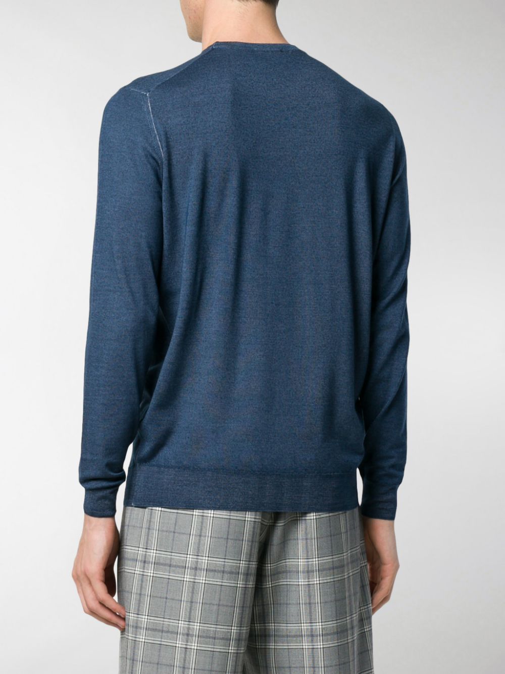 Drumohr Timeless Crewneck Sweater With Ribbed Details In Blue