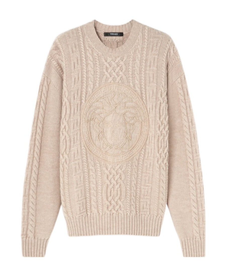 Versace Beige Medusa Sweater In Nude
