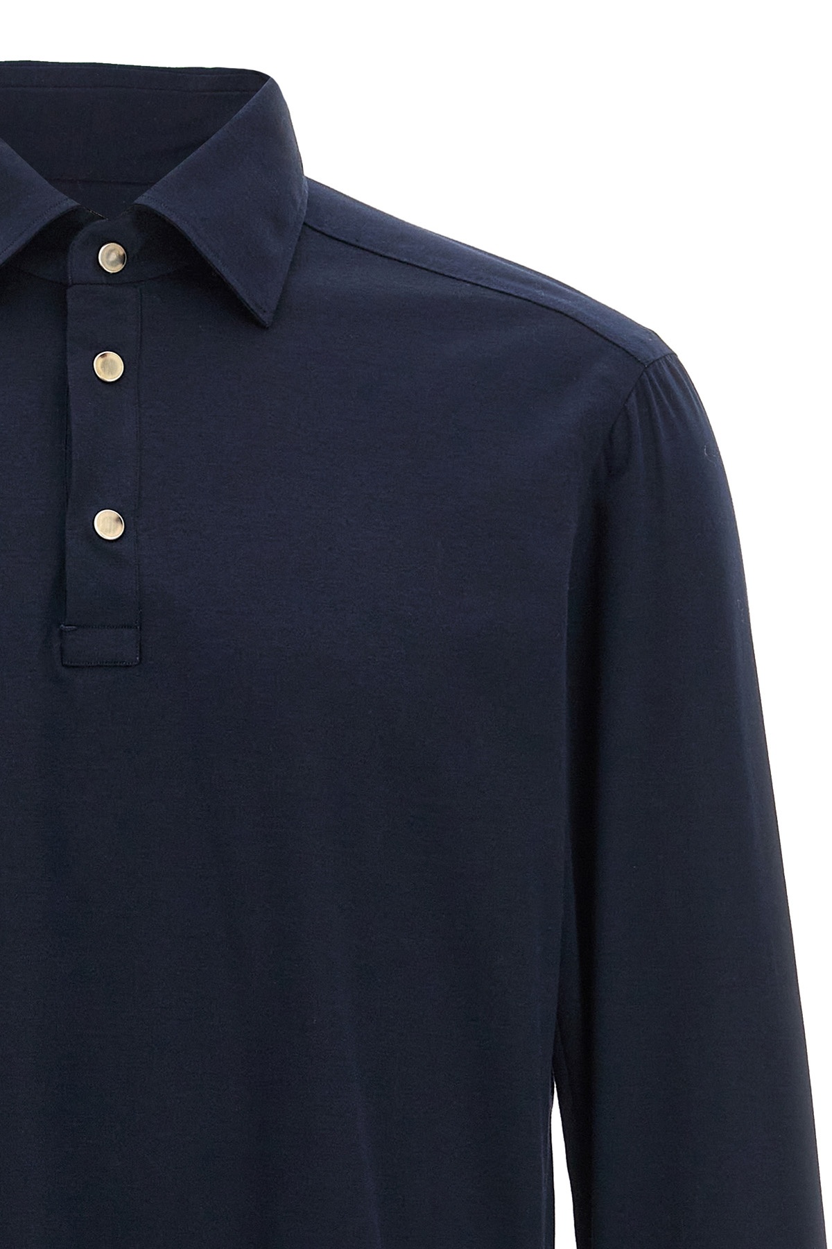 Shop Kiton Logo Embroidered Long-sleeved Polo Shirt In Black