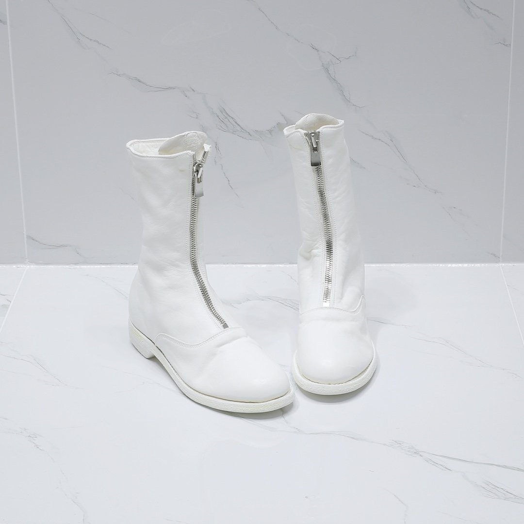 Guidi Women 310 Front Zip Military Boot In White