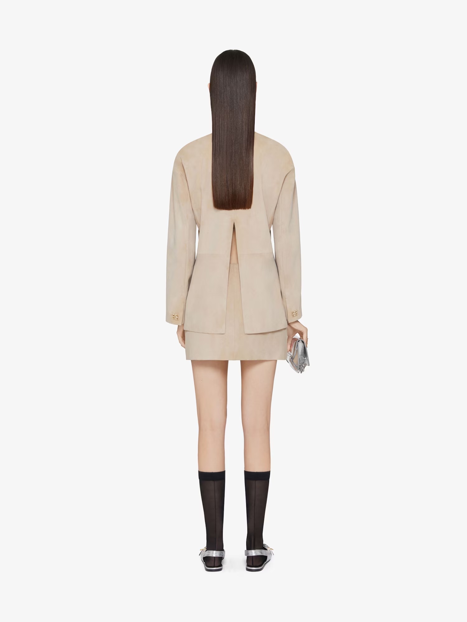 Givenchy Wrap Mini Skirt In Suede With 4g Detail In Nude