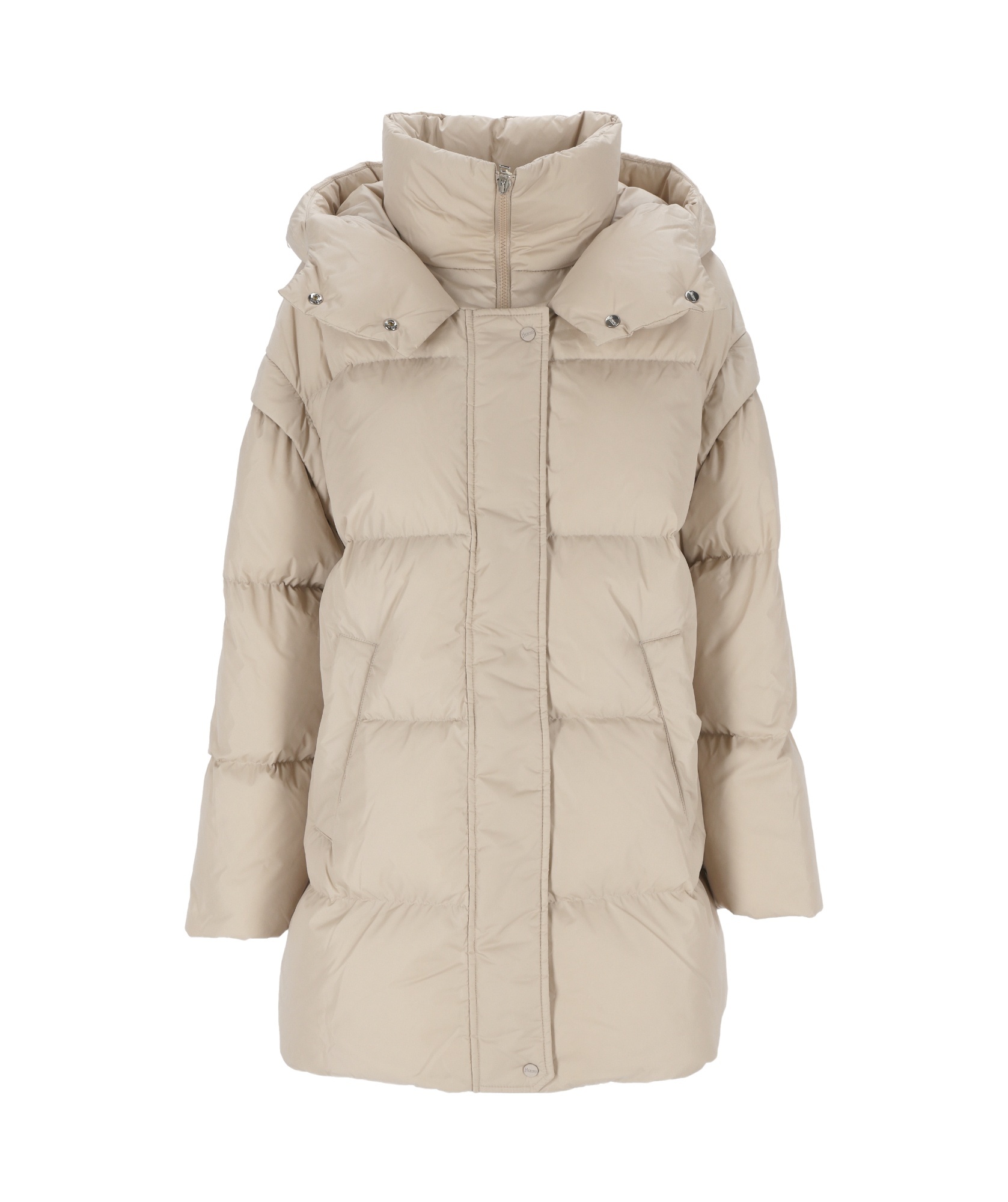 Herno Quilted Hooded Coat In Nude