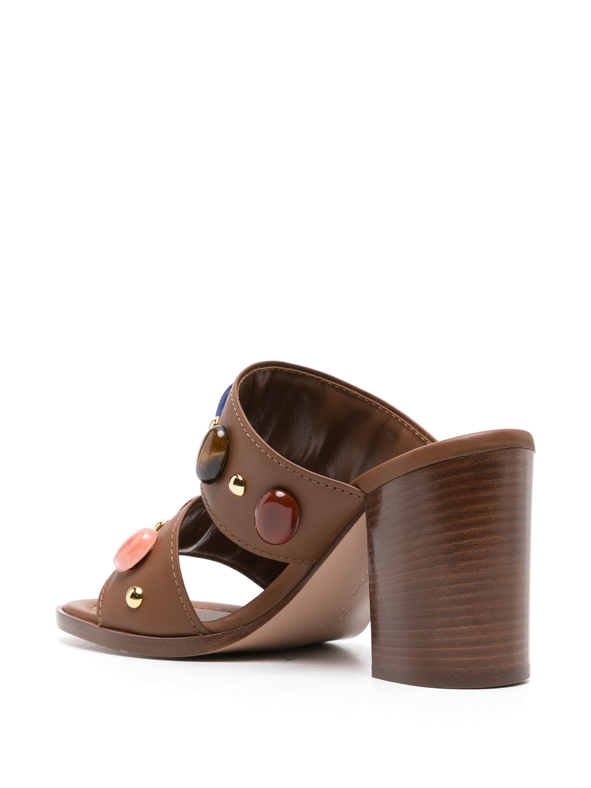 Gianvito Rossi 90mm Beaded Leather Sandals In Brown