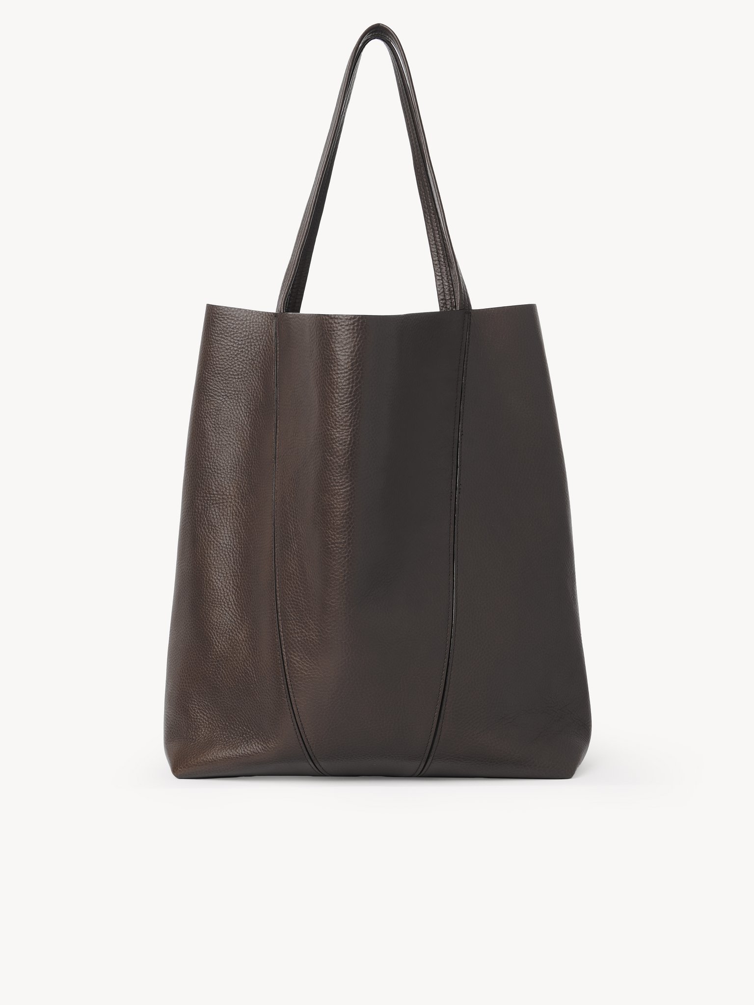 Chloé Large  Spin Tote Bag In Grained Leather In Brown