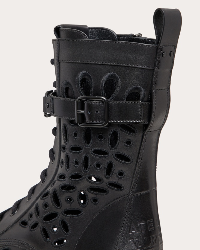 Valentino Cutout Leather Combat Boot