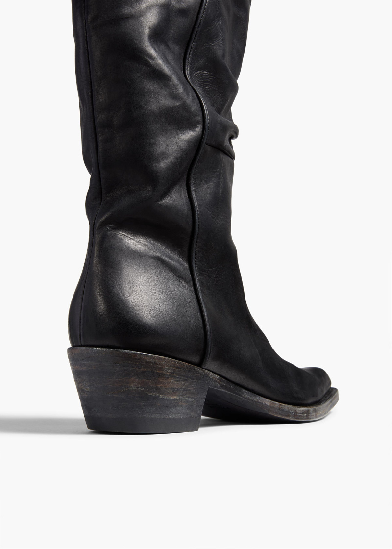 Khaite 45mm Leather Pointed-toe Boots In Black