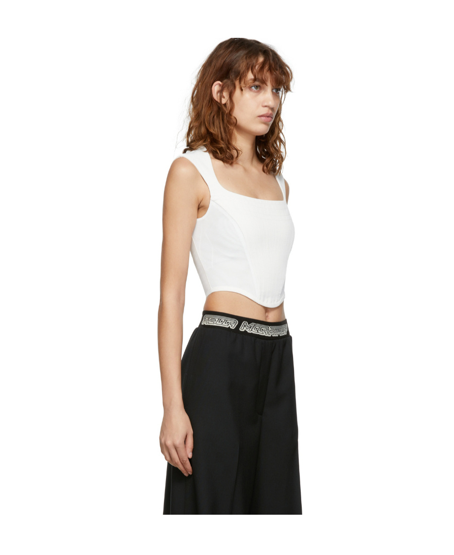 Stella Mccartney White Corset Top In Black