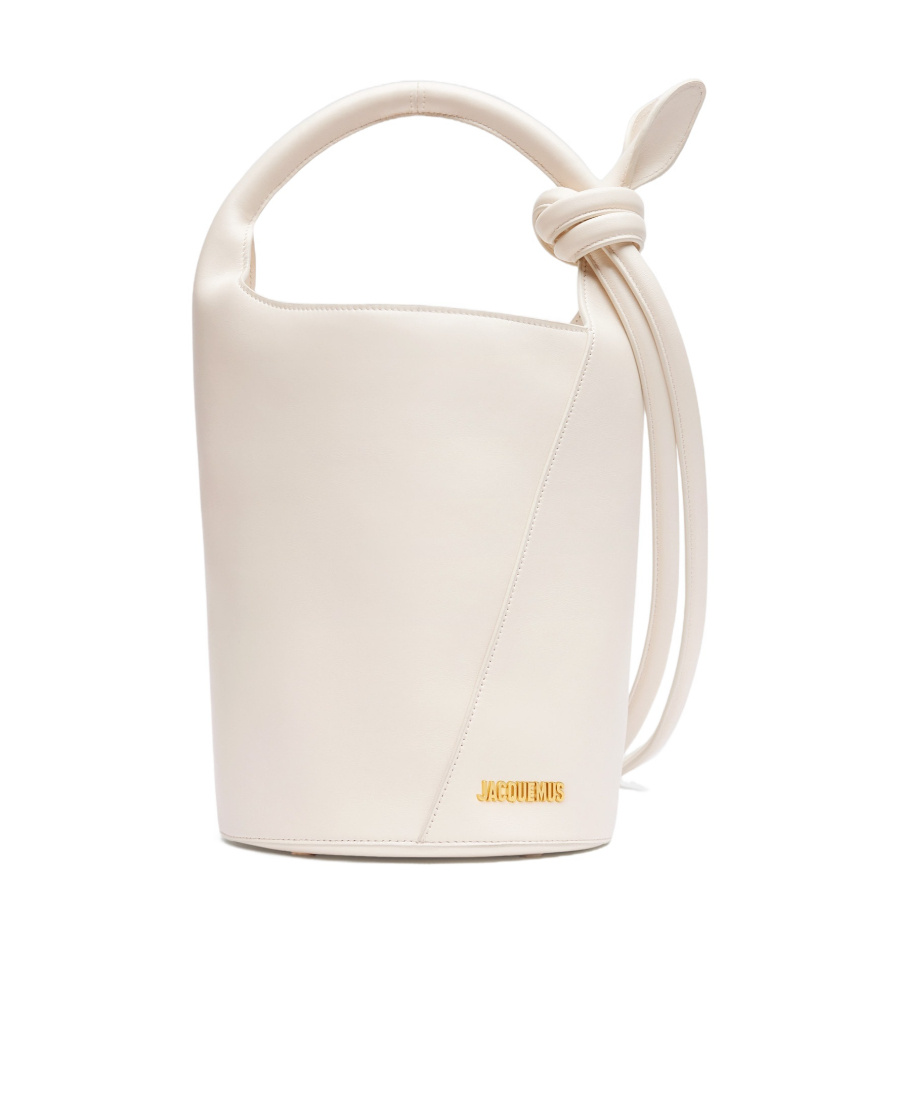 Jacquemus Mini Knotted Bucket Bag In White